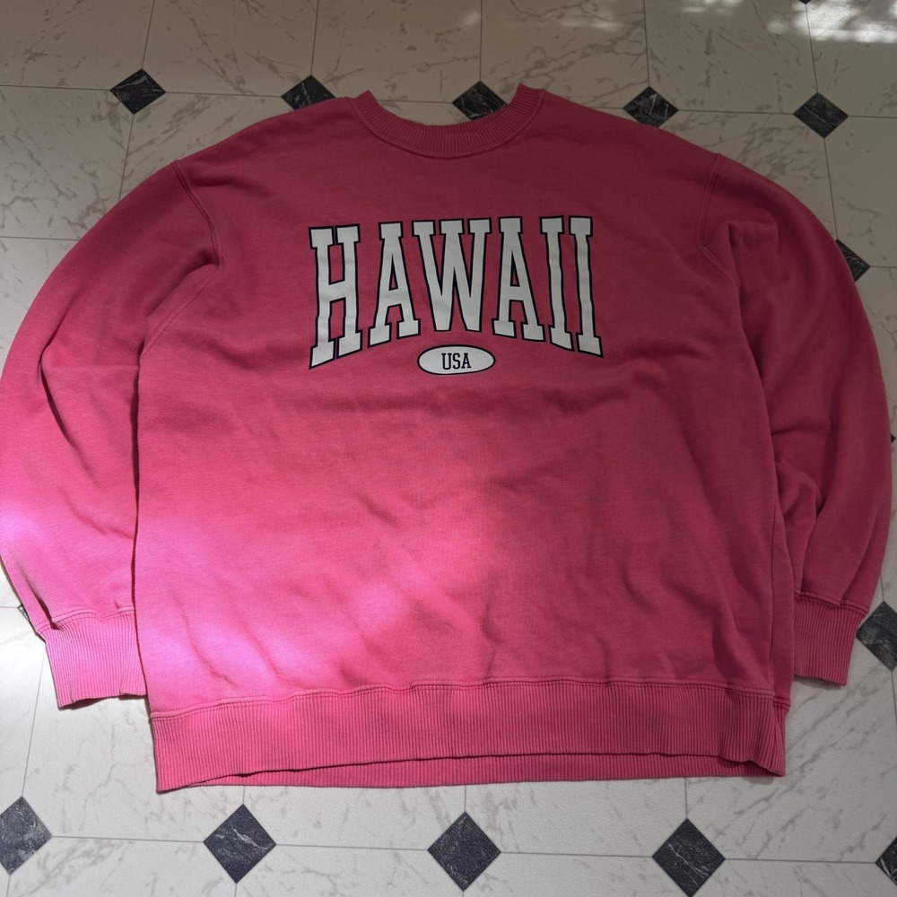Hollister Hawaii Crewneck Sweatshirt Pink Graphic Pullover Womens XS